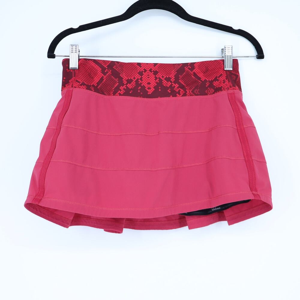 LULULEMON Rival Pace Skirt Snake Red Tide Cranberry Brief Lined Skort Women's 4